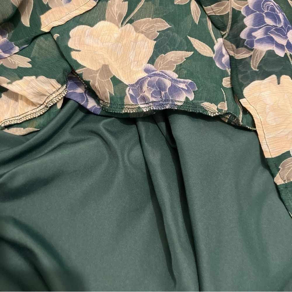 Merona Maxi Dress Womens XS Hunter Green Floral Sleeveless Dress Dark Green - Picture 10 of 10